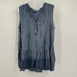 Rosemarine Womens Top Size L Linen Italy Eyelet Boho‎ Cottagecore Festival